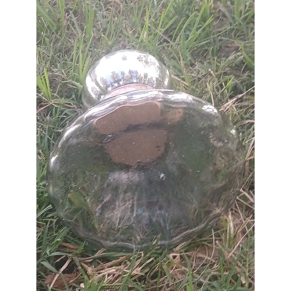 Vintage Hand-Blown Clear Ribbed Bottle/Decanter Mercury Glass Top 1980s Mexico